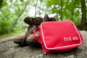 First aid kit on a hike